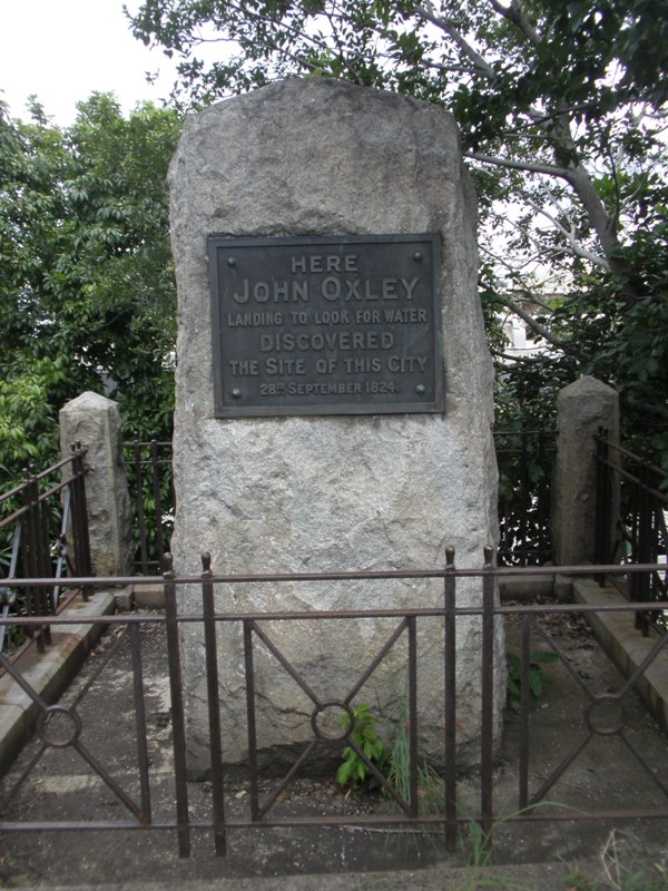 This is an image of the John Oxley Memorial Stone - part of the local heritage place known as John Oxley Memorial Stone, Unknown Pioneers Monument & Riverside Expressway Opening Plaque