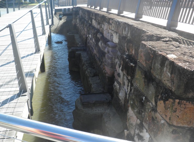 A close up photo of the Remnants of the second Breakfast Creek Bridge (north)