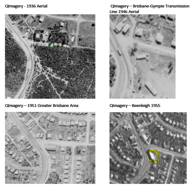 Aerial imagery illustrating development on the subject site from 1936 to 1955