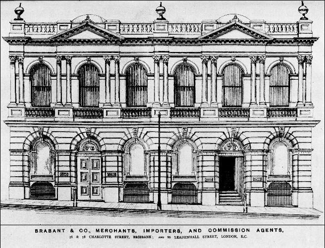 Drawing of the front facade of the Walter Reid Building Facade, a two storey building with arched doorways and windows