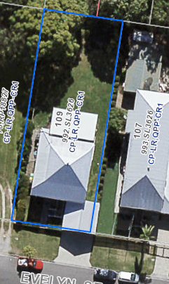 This is an image of an Aerial view of the Anzac Cottage on 109 Evelyn Street in 2015