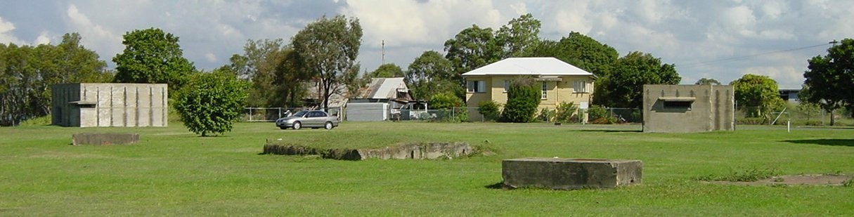 Remains of former RAN Station 9 Pinkenba - South Bunker to the left and West Bunker to the right. Other ruins in foreground.