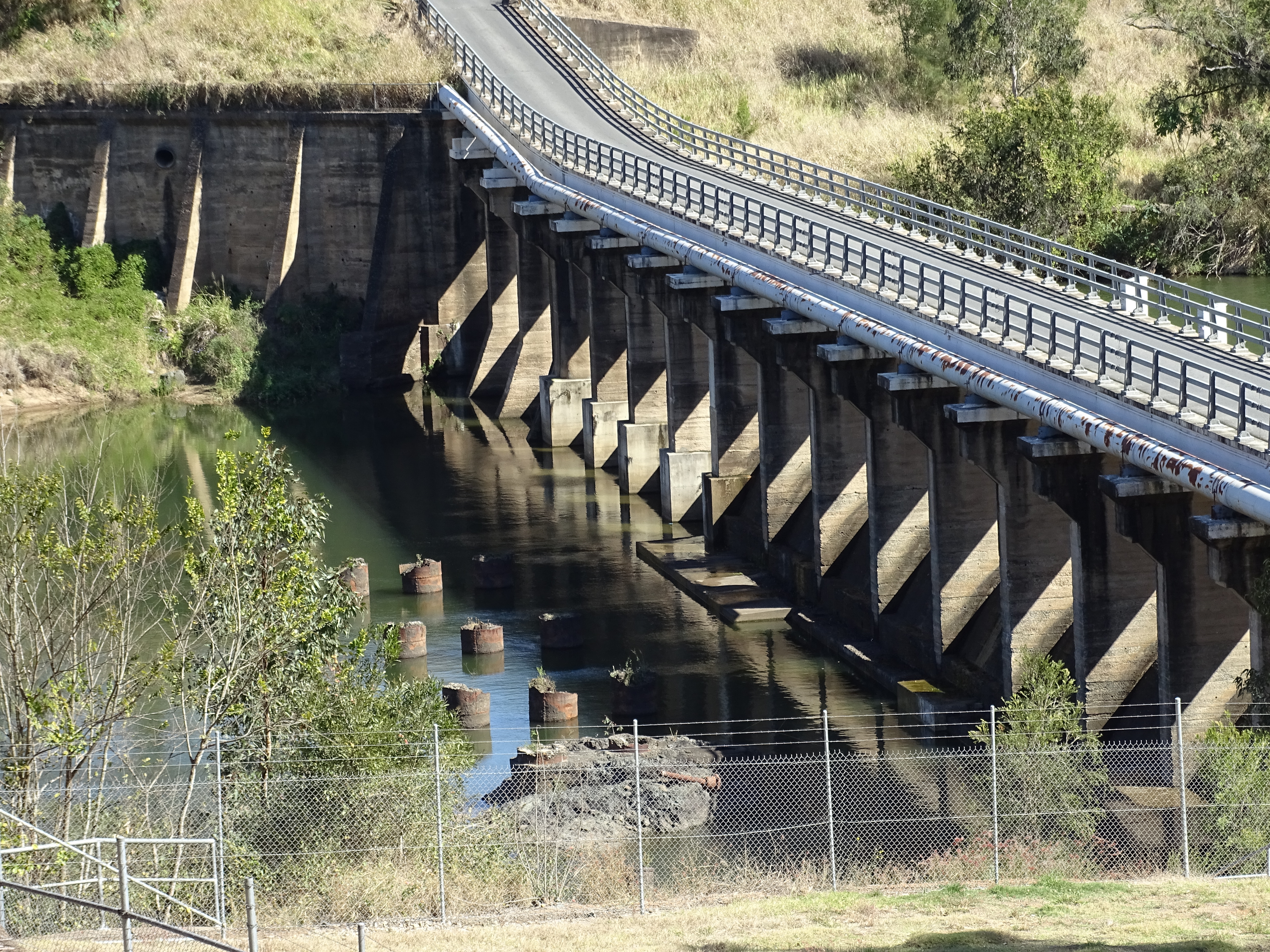 This is an image of the local heritage place known as Mt Crosby Weir & Old Bridge Foundations.