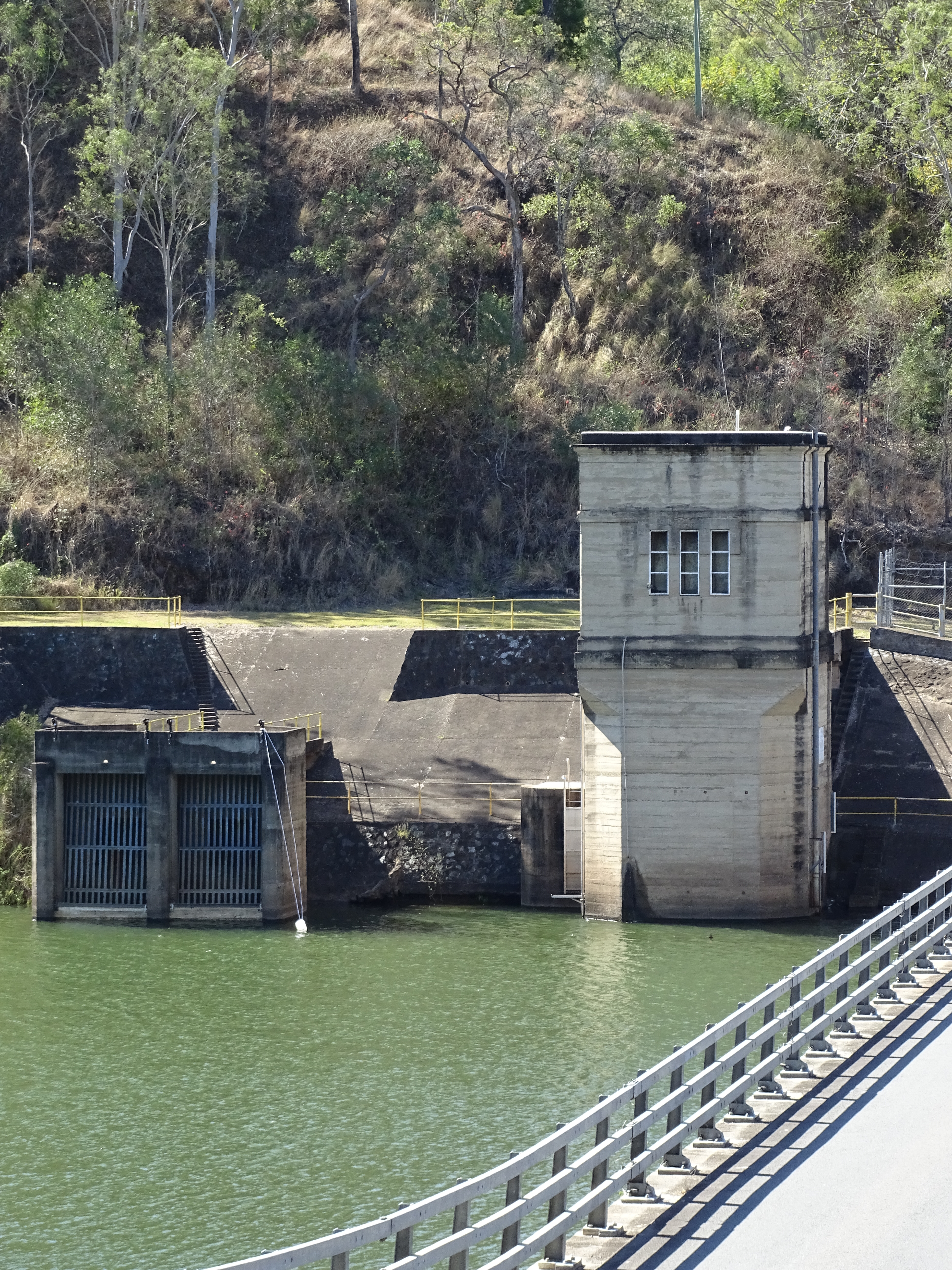 This is an image of the Water Intake Tower as viewed from the Western side of the Mt Crosby Weir, looking east. This is part of the local heritage place known as Mt Crosby Weir & Old Bridge Foundations.