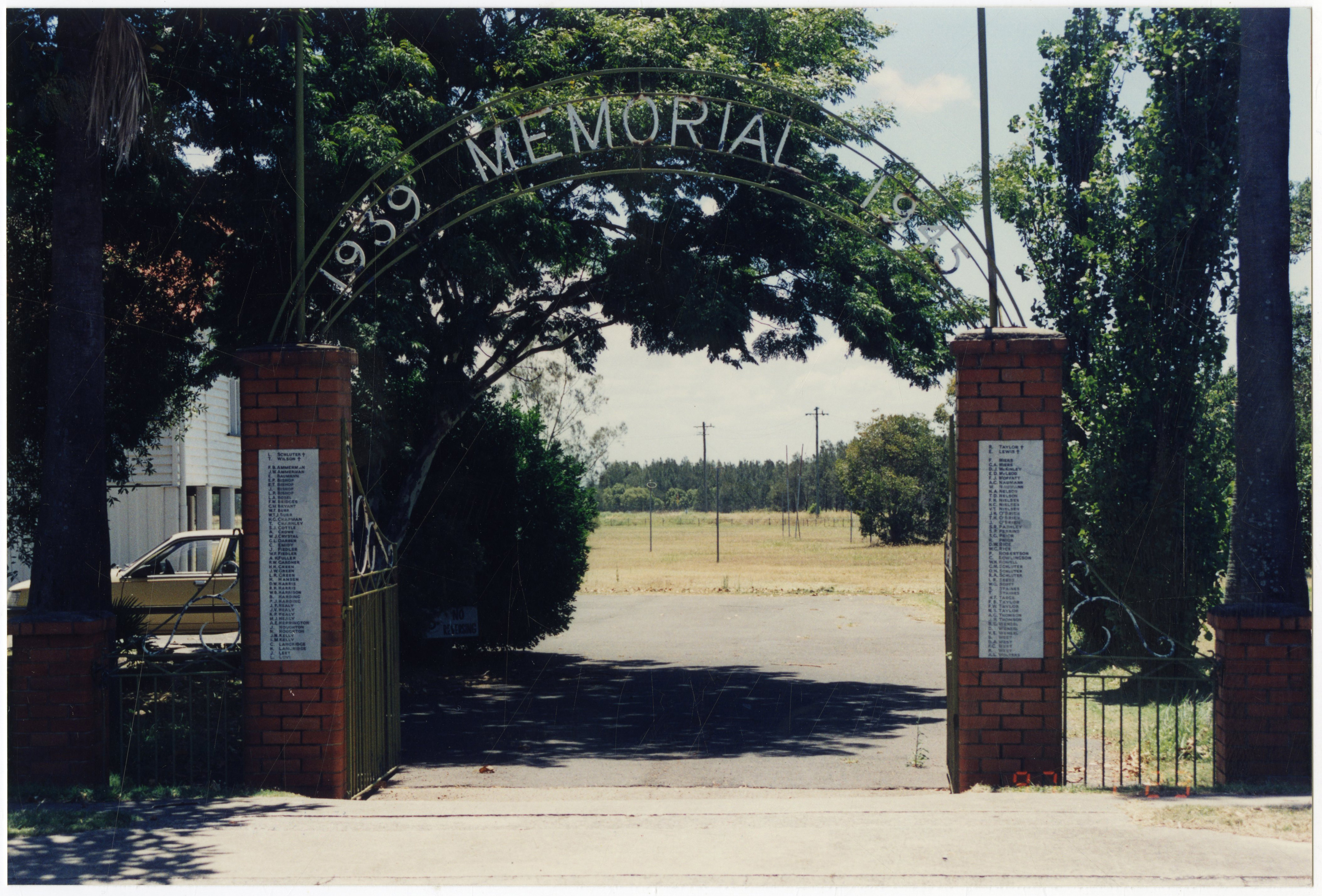 This is an image of the local heritage place known as Pinkenba State School. This image shows the memorial gates.