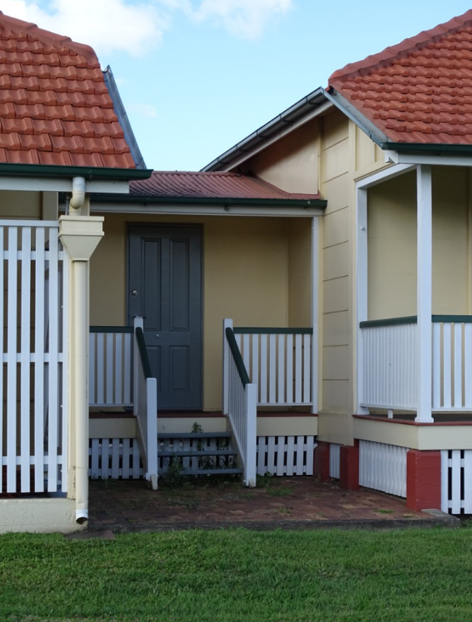 This is an image of the local heritage place known as Trainmen's Quarters - Detail of link between structures