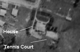 1936 Aerial imagery showing the residence and tennis court.