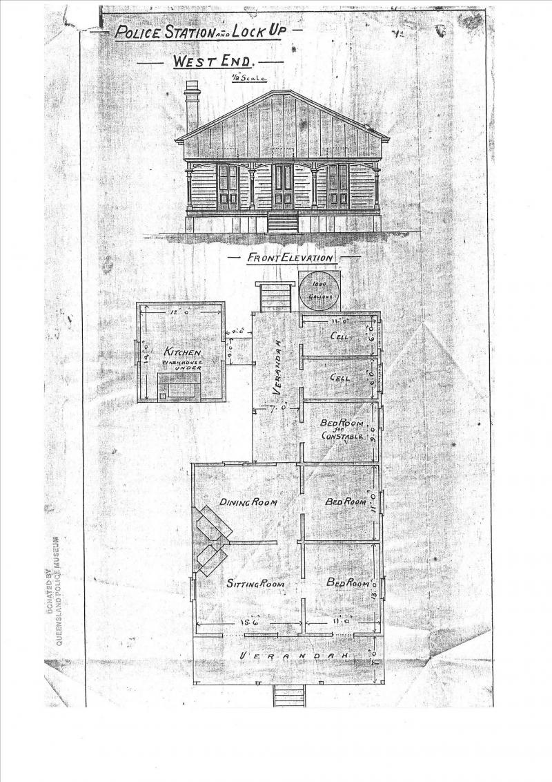 Architectural plans. West End Police Station, Kitchen and Wash House