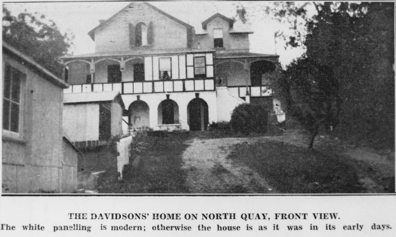 This is an image of ‘Front view of The Davidsons home on North Quay Brisbane 1931’, viewed from its former entrance off North Quay (Coronation Drive), Brisbane, looking north.