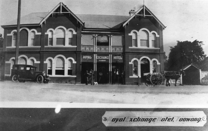  This is an image of ‘Royal Exchange Hotel, High Street, Toowong, Brisbane, ca. 1929’, viewed from High Street, Toowong, looking south.